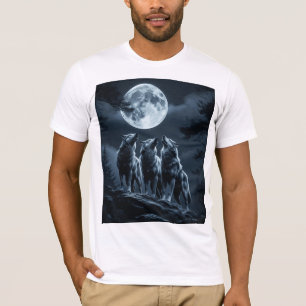 T-shirt Trois Loups Hurleurs à la Pleine Lune - Trois Loup