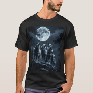 T-shirt Trois Loups Hurleurs à la Pleine Lune - Trois Loup