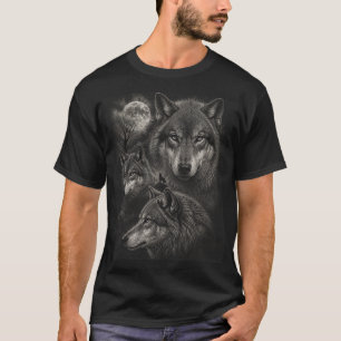 T-shirt Trois Loups Pleine Lune Hurlement de Loup de la