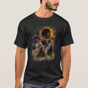 T-shirt Trois loups sauvages hurlant Pleine lune Wolf Howl