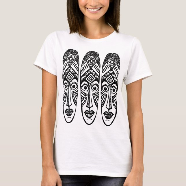 T-shirt Trois Masques Tiki Surpris (Devant)