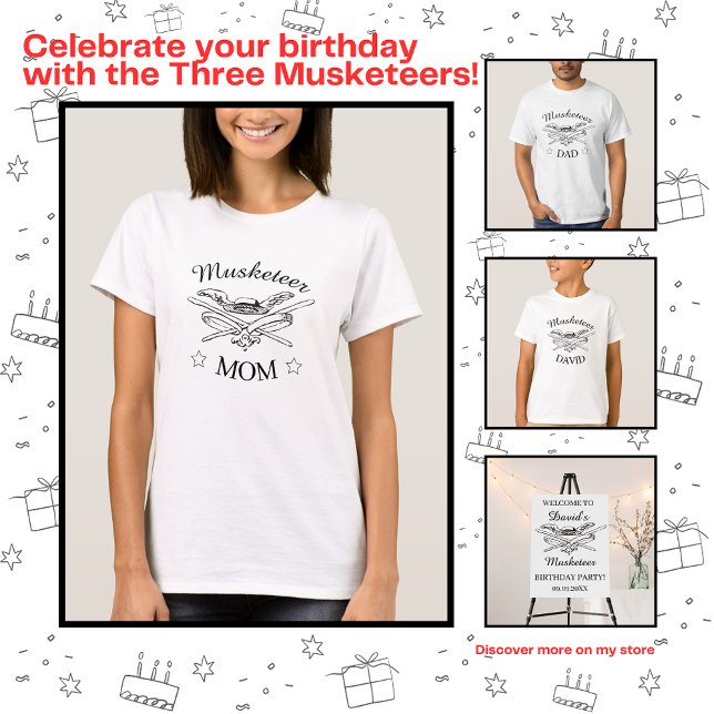 T-shirt Trois mousquetaires Dumas Parent Mom Anniversaire (Créateur téléchargé)