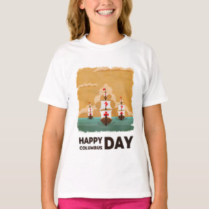 T-shirt Trois navires Joyeux Columbus Day