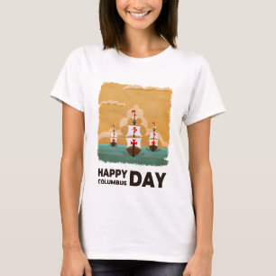 T-shirt Trois navires Joyeux Columbus Day