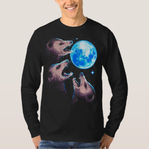 T-shirt Trois opossum hurlant à la lune drôle Possum 3