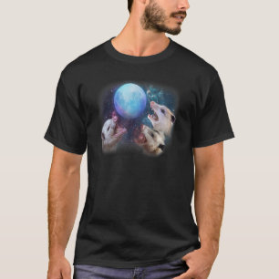 T-shirt Trois Opossum hurlant Sur La Lune Opossum Pour Ani