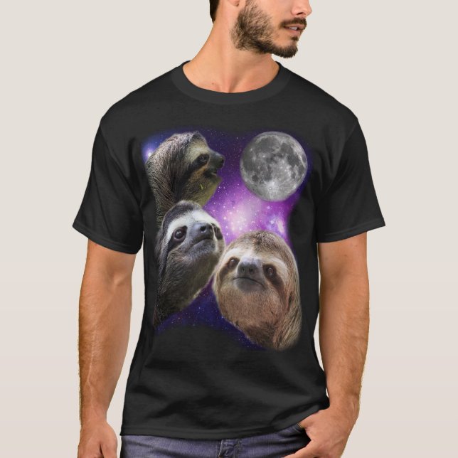 T-shirt Trois paresses hurlant à la lune aiment des loups (Devant)
