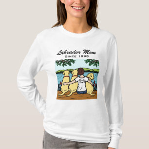 T-shirt Trois personnalisés Labradors jaune et maman