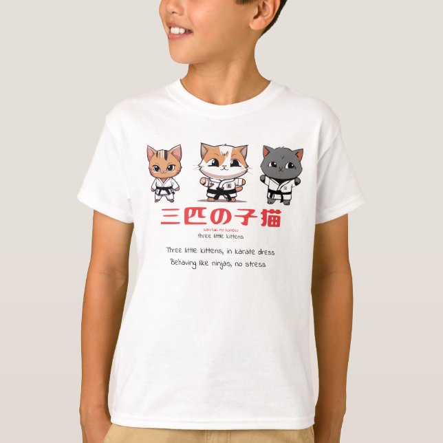 T-shirt Trois Petites Ninja Kitties (Devant)