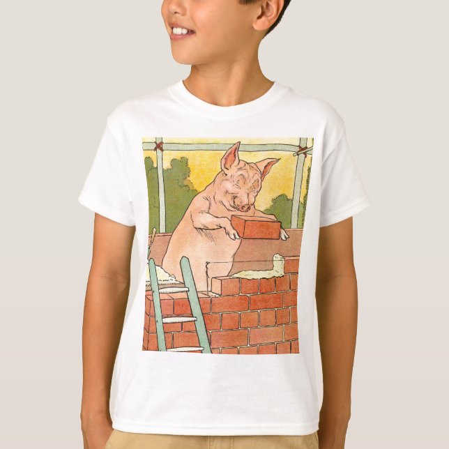 T-shirt Trois petits porcs : Briques pour construire une (Devant)