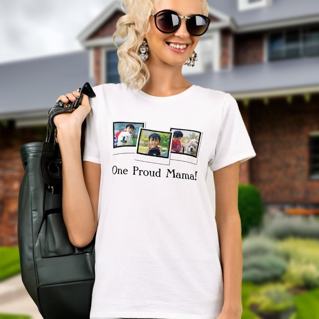 T-shirt Trois photos La Fête des Mères Personnalisée T-shi (custom photo tshirt mama)