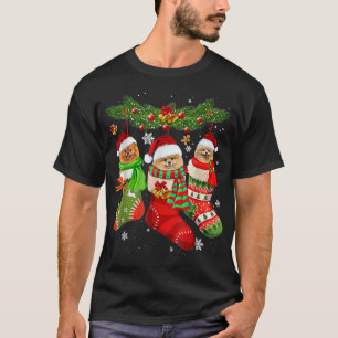 T-shirt Trois Poméraniens En Sock Noël Père Noël Noël