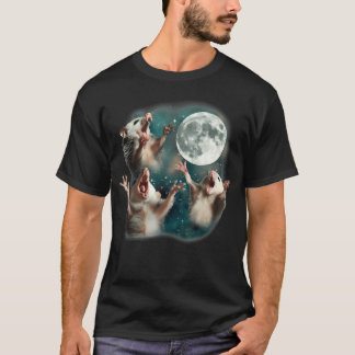 T-shirt Trois Possum Lune 3 Opossum Drôle Étrange Maudit