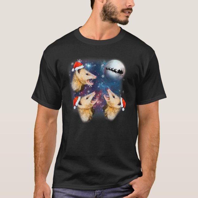 T-shirt Trois Possum Moon Noël Santa Hat (Devant)