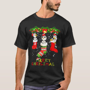 T-shirt Trois Poulets En Sock Noël Mignonne Santa Hat
