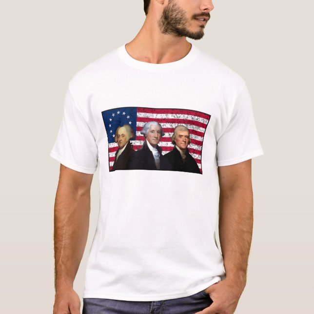 T-shirt Trois présidents et le drapeau américain (Devant)