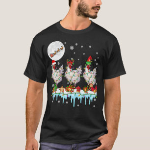 T-shirt Trois rennes de Noël de lutin de poulets traîneau