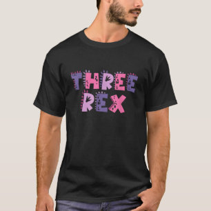 T-shirt Trois Rex Anniversaire Fille 3ème Anniversaire Gar