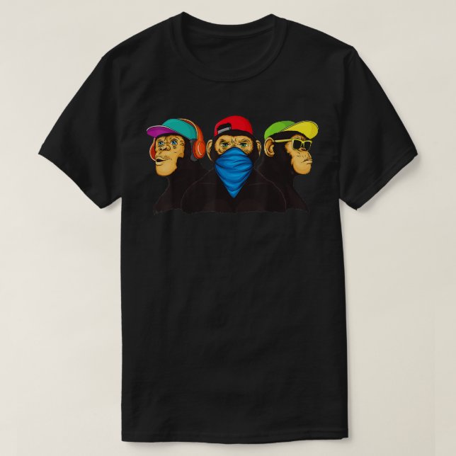 T-shirt Trois Singes Sages Graffiti Moderne (Design devant)
