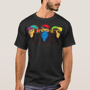 T-shirt Trois Singes Sages Graffiti Moderne