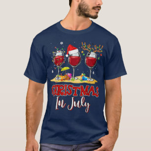 T-shirt Trois Verre de vin rouge Drôle buveur Noël dans