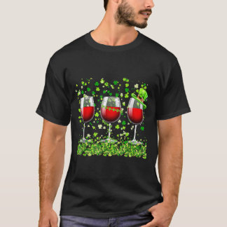 T-shirt Trois verres à vin C Shamrock St Patrick Day Irish