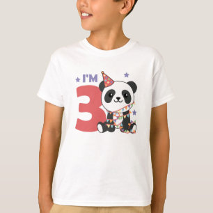 T-shirt Troisième Panda Anniversaire Pour Enfants 3 Ans T-