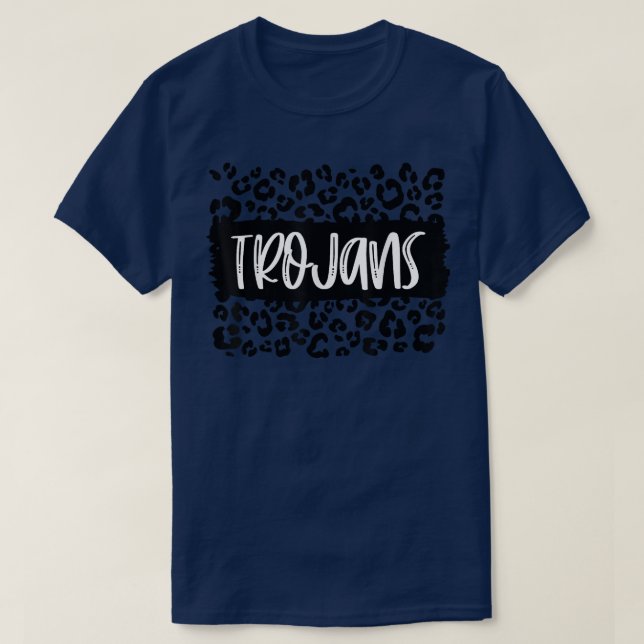 T-shirt Trojans Team Mascot School Spirit Game Nuit Leopa (Design devant)