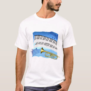 T-shirt Trompette et clavier, musique bleue de graphique
