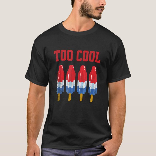 T-shirt Trop Cool Bombe Été Roquette Pop Rouge Blanc Et Bl (Devant)
