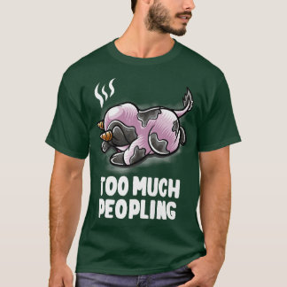 T-shirt Trop De Populations Sleeping Cow Fermier Nerd Dans