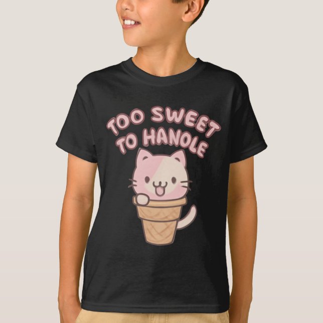 T-shirt Trop doux à manipuler | Chat à la crème glacée Kaw (Devant)