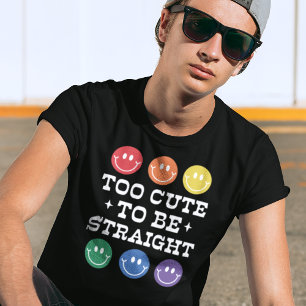 T-shirt Trop mignon pour être Gay pride droit, noir