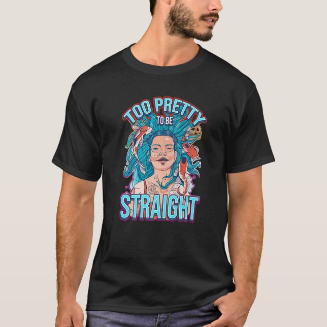 T-shirt Trop Plutôt Pour Être Droit Lesbianlove Femme Lgbt (Devant)