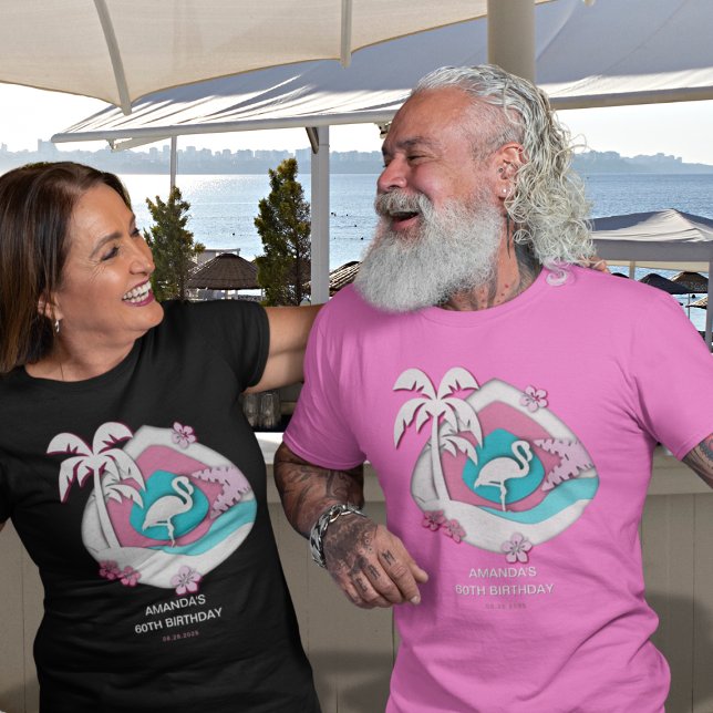 T-shirt Tropical Flamingo 60th Birthday Party (Créateur téléchargé)