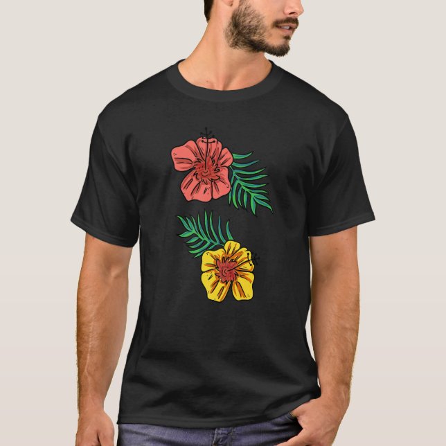 T-shirt Tropical Flowers Plants (Devant)