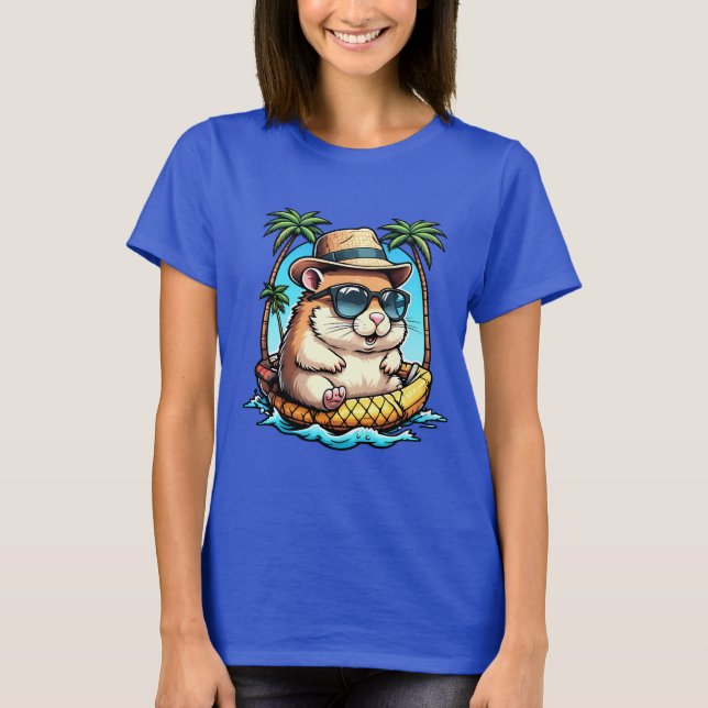 T-shirt Tropical Hamster in Pineapple Floaty Cute Summer  (Devant)
