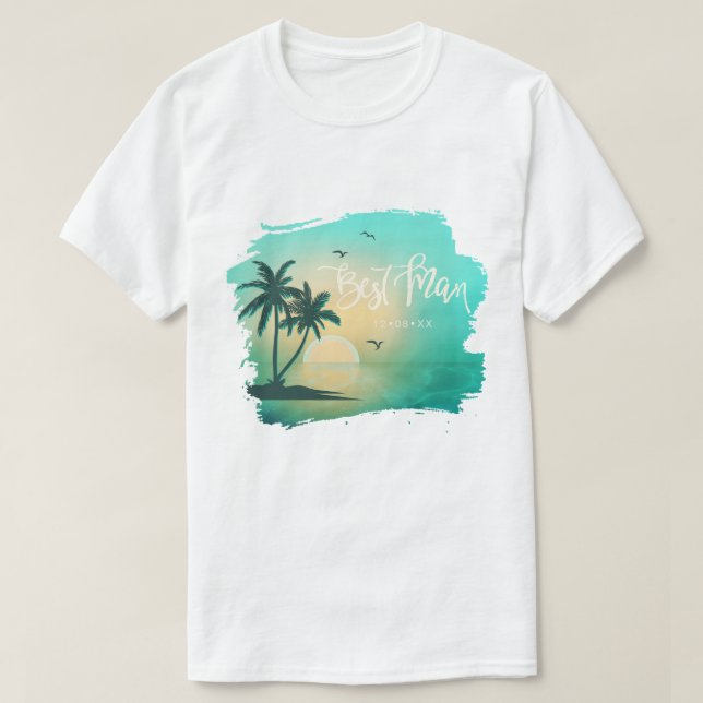 T-shirt Tropical Isle Best Man Turquoise ID581 (Design devant)