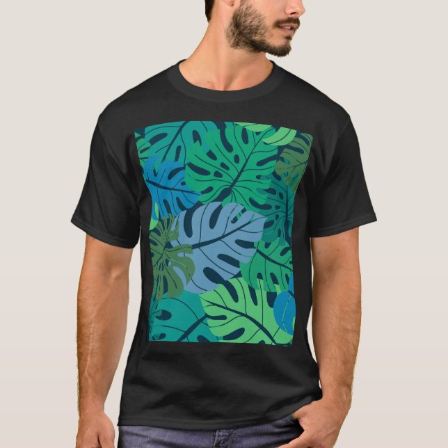 T-shirt Tropical Jungle Palm Motif sans couture (Devant)