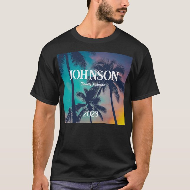 T-shirt Tropical Palm Tree Family Réunion Tee-Personnalise (Devant)