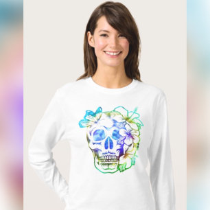 T-shirt Tropical Skull & Butterfly