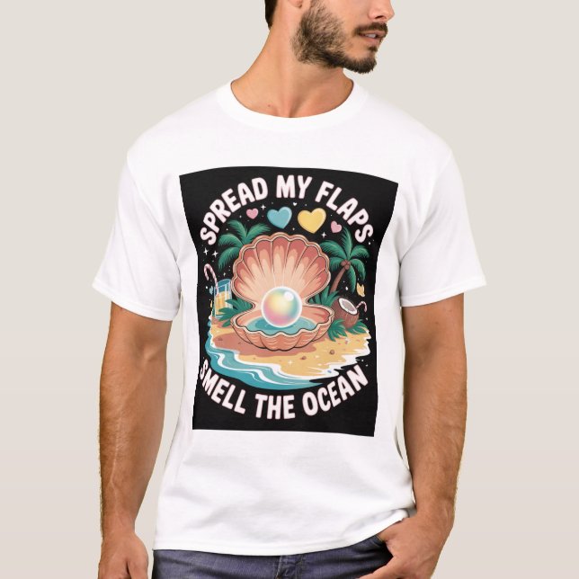 T-shirt Tropical Tease  Spread My Flaps, Smell the Ocean  (Devant)