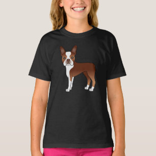T-shirt Trottinette Rouge Boston Terrier Dessin de Chien d