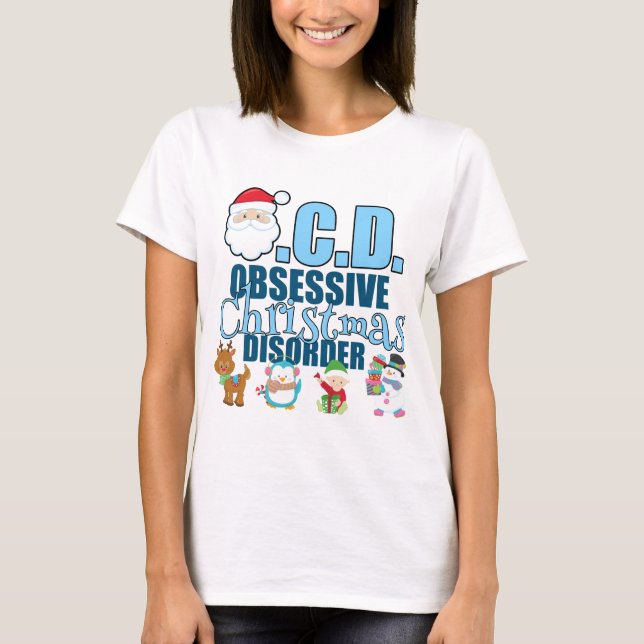 T-shirt Trouble obsessionnel de Noël (bleu) (Devant)