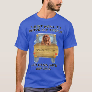 T-shirt Truck Driving Dog Cavalier King Charles Brown 