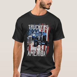 T-shirt Trucker American Flag Truck Driver
