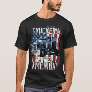 T-shirt Trucker American Flag Truck Driver