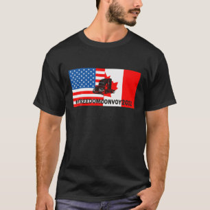 T-shirt Trucker For Freedom Convoy 2022, American Canadian