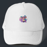 T-Shirt Trucker Hat<br><div class="desc">Bright white girl hat with sticker for girls in bright summer colors</div>