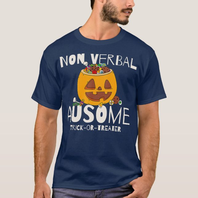 T-shirt Trucs Ou Traiter L'Autisme Non Verbal Halloween (Devant)